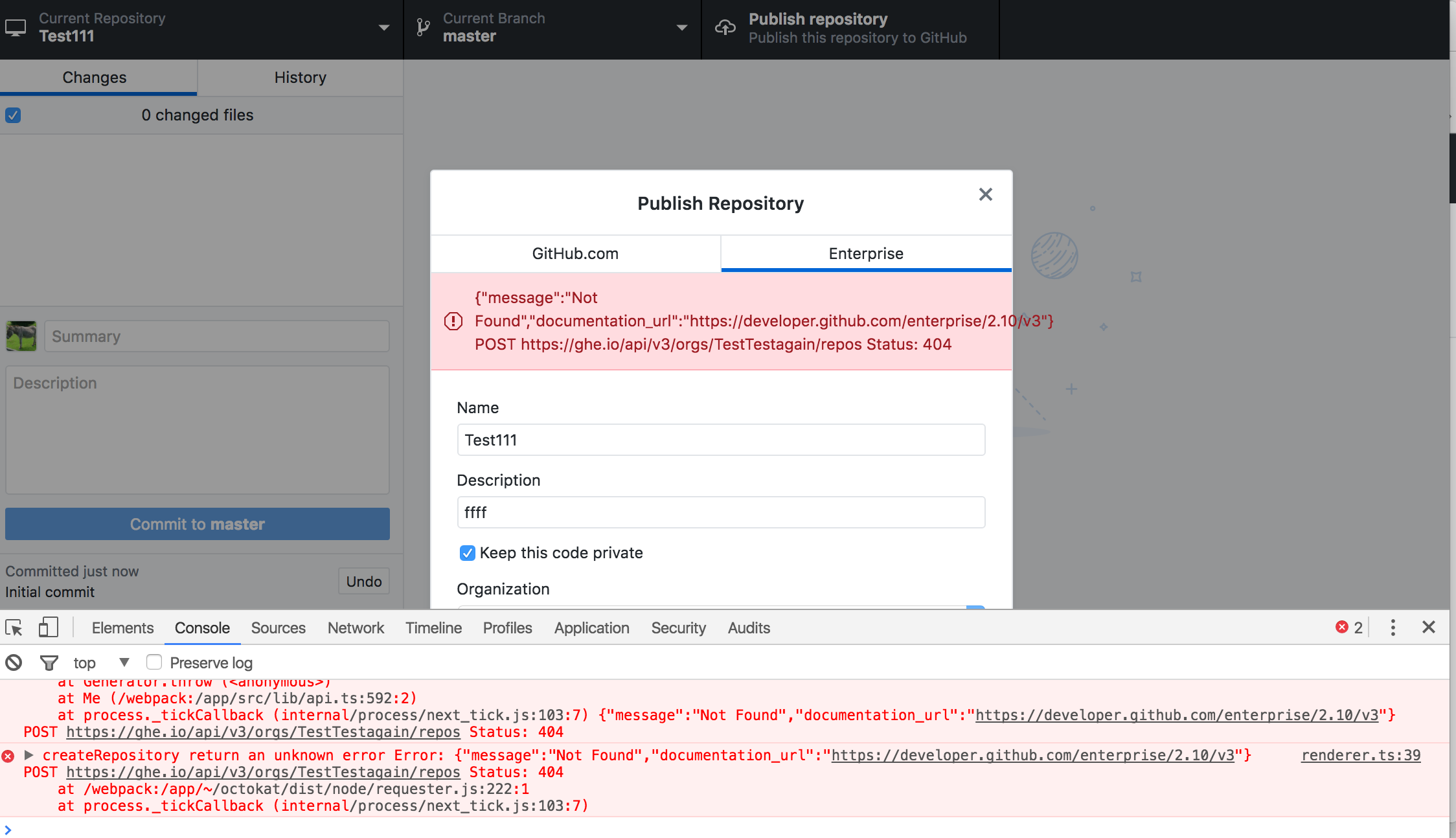 404 for Enterprise repo creation when selecting an organization · Issue ...