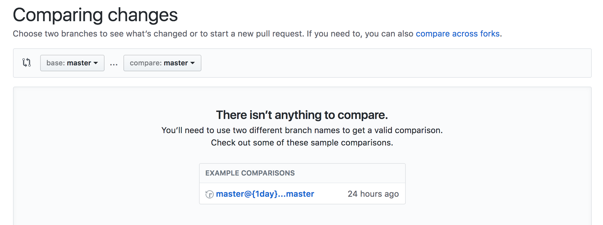 Branch menu, "Create Pull Request" actually does "Compare on GitHub ...