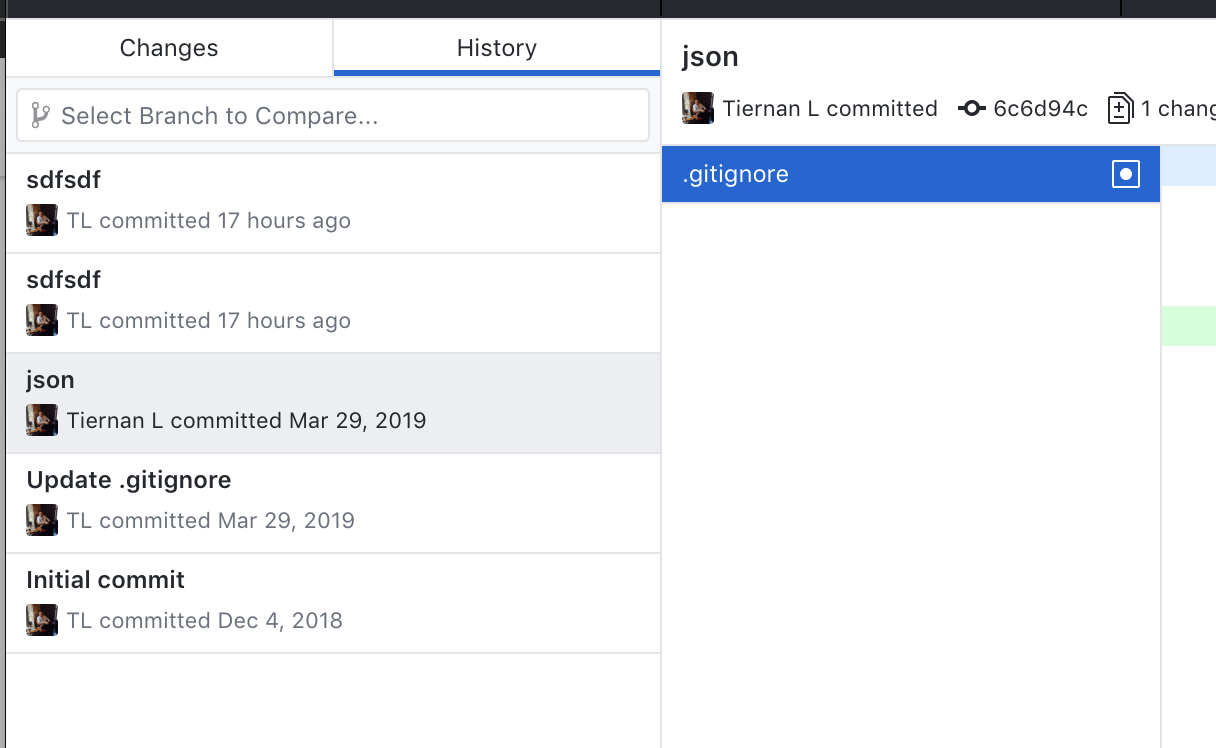 Pressing the tab key does not focus the commit list on the History tab