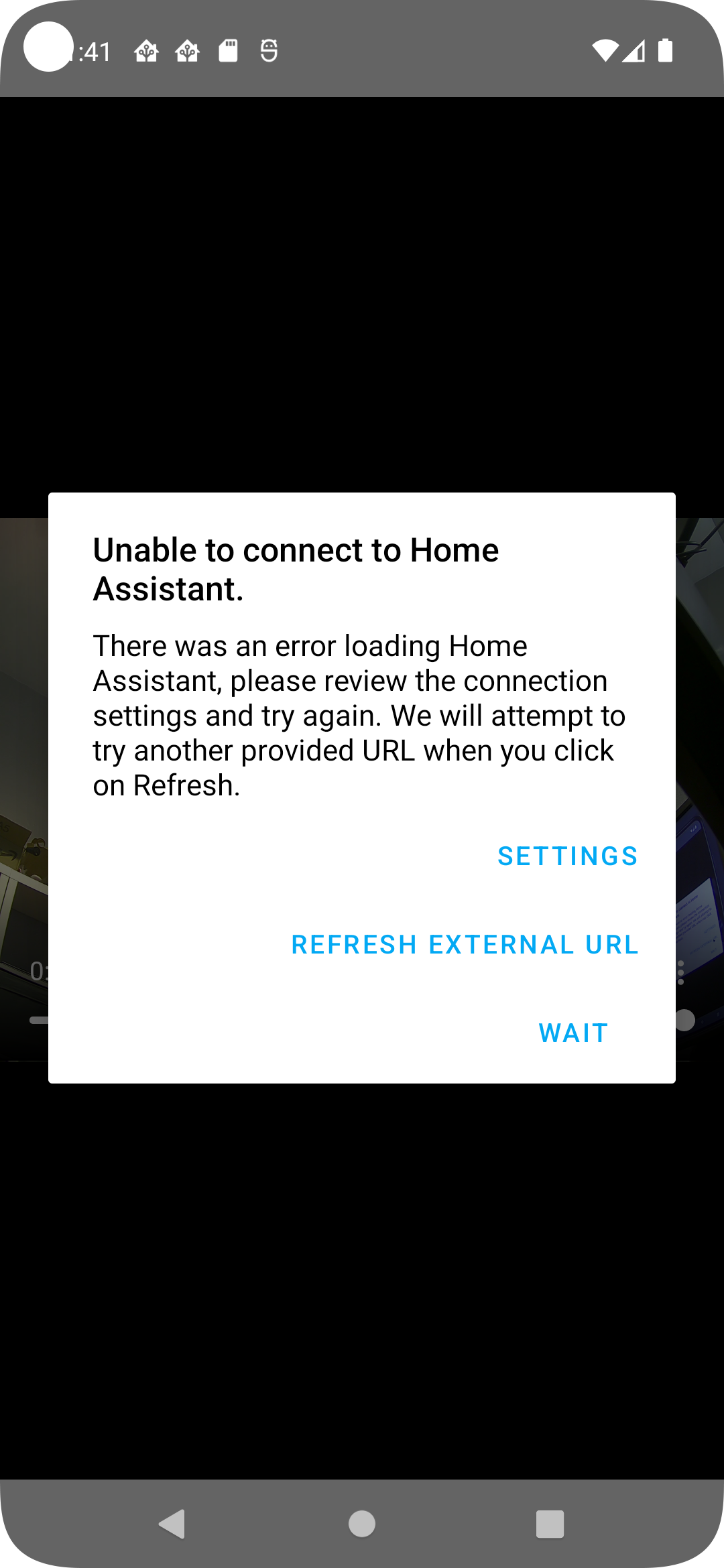 Unable To Connect To Home Assistant Error When Playing Video Opened