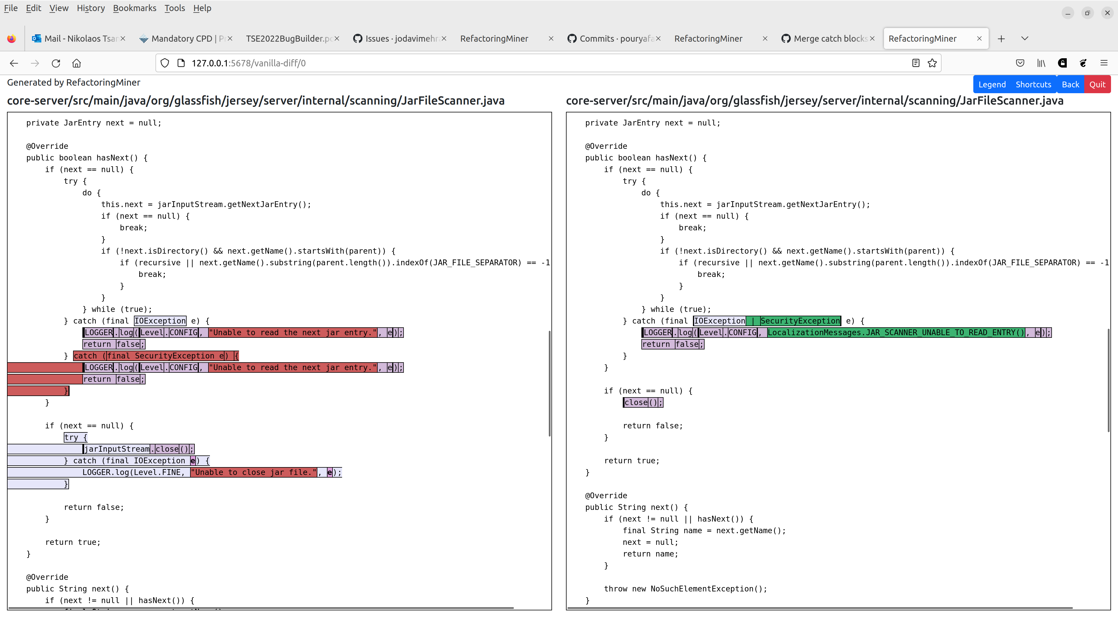 Merge catch blocks · Issue 294 · tsantalis/RefactoringMiner · GitHub