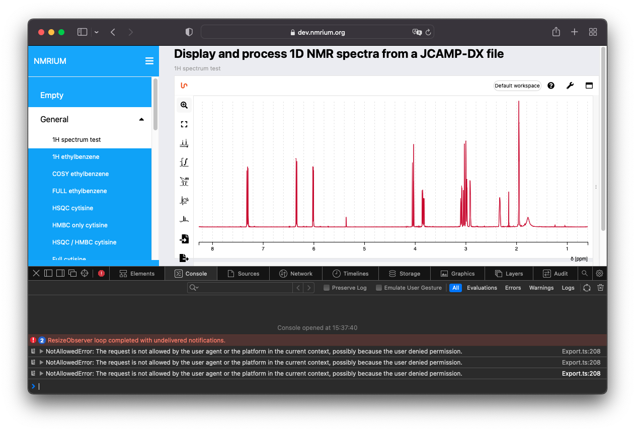 Copy to clipboard in safari · Issue 1682 · cheminfo/nmrium · GitHub