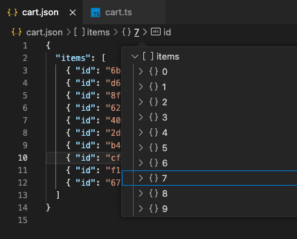 Show the array index in breadcrumbs for JS/TS · Issue #181153 ...