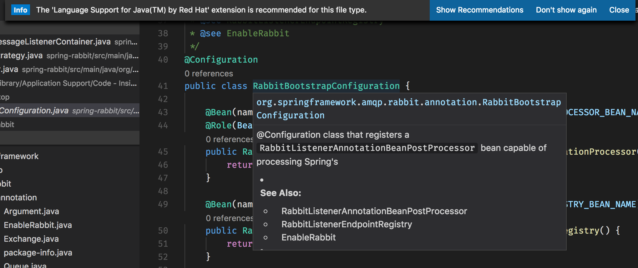 Extension suggestion displayed when testing said extension in dev host ...
