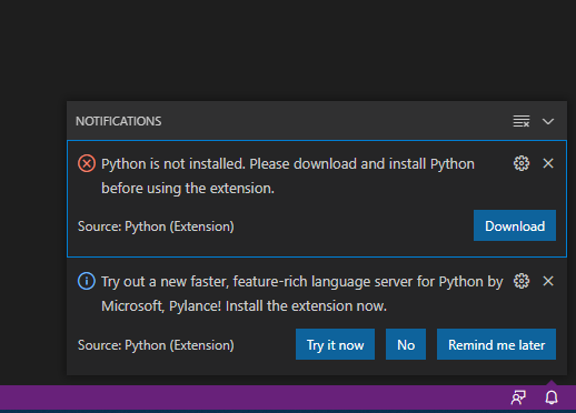 Prompted for Python without a folder/workspace/file open · Issue #15510 ...