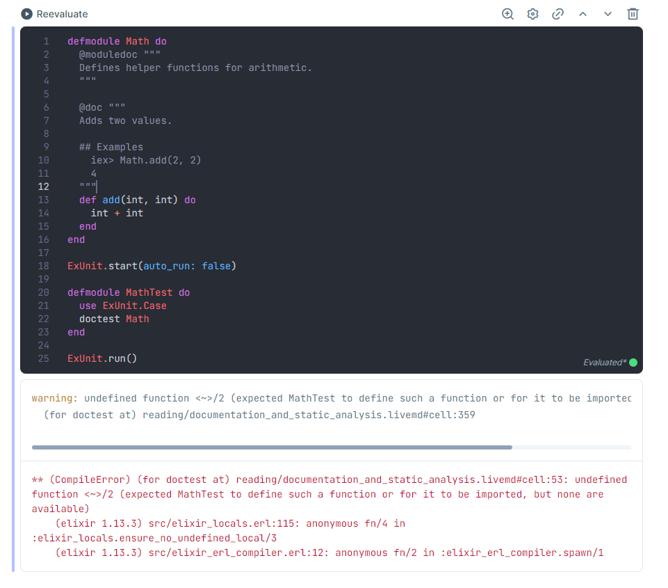 ExUnit doctests fail in livebook · Issue #1210 · livebook-dev/livebook ...