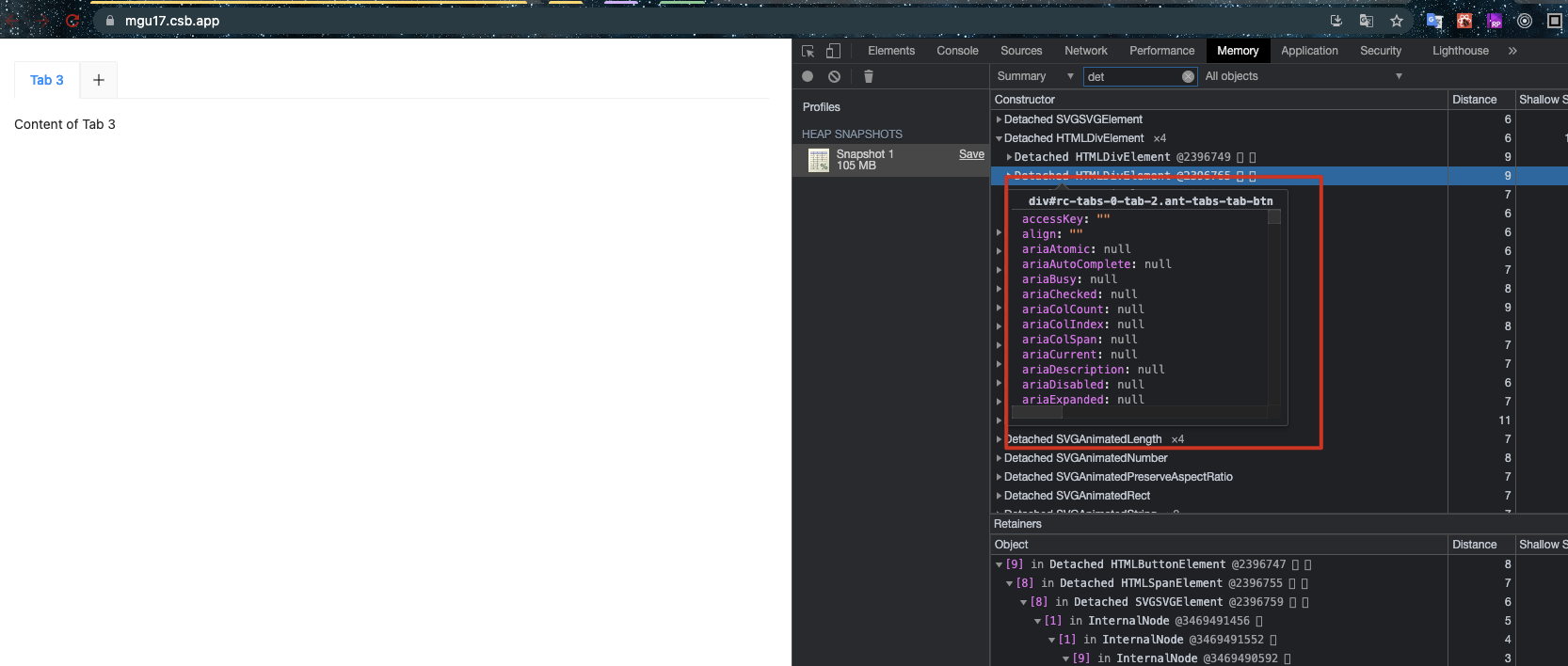 [Tabs] tabs 内存泄漏 · Issue #31416 · ant-design/ant-design · GitHub