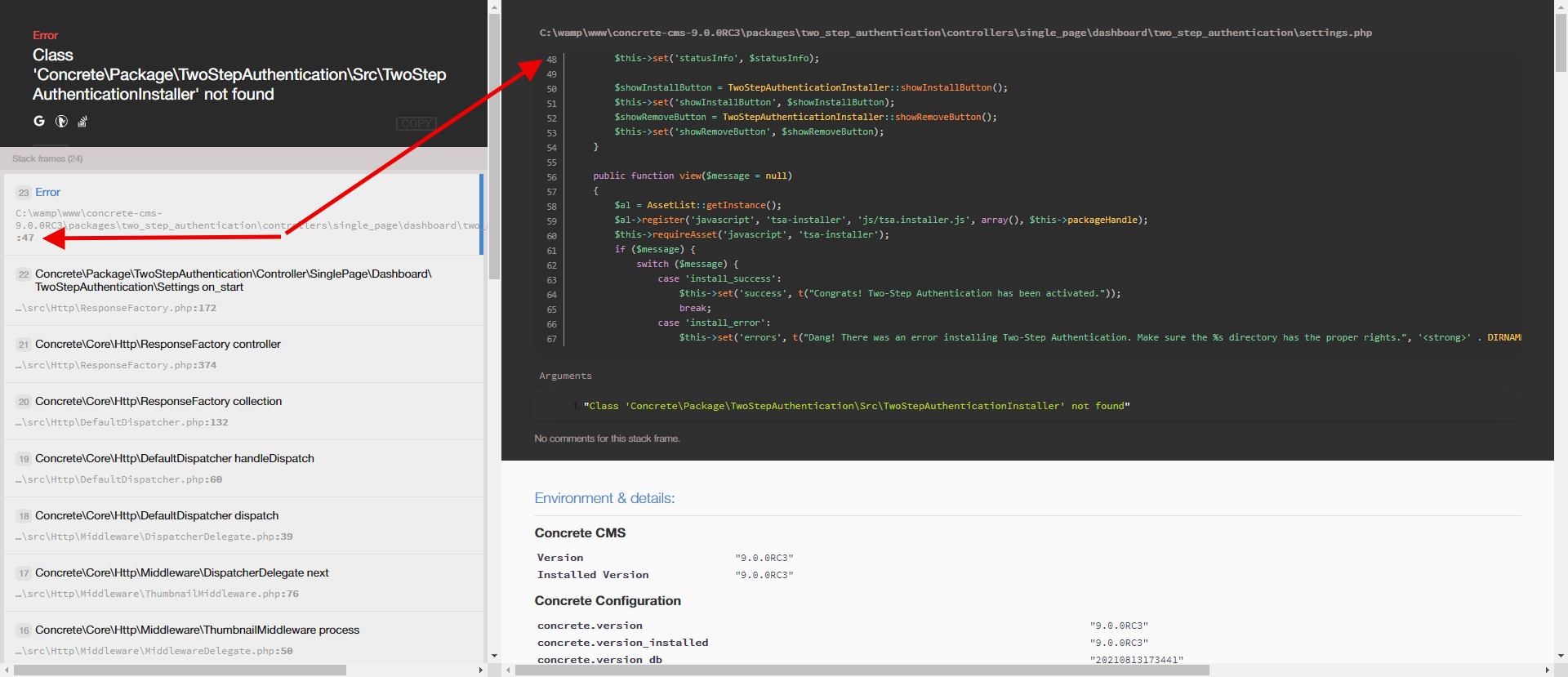 [v9rc3] On error the debugger shows the wrong lines of code · Issue ...