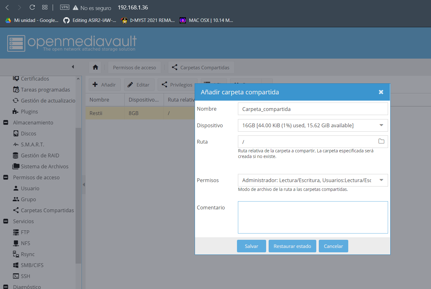 GitHub - RestiSanchez/OpenMediaVault: Configuraciones · GitHub