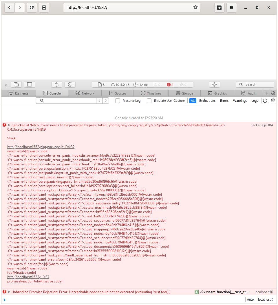 Get strange error on webkit · Issue 2075 · rustwasm/wasmbindgen · GitHub