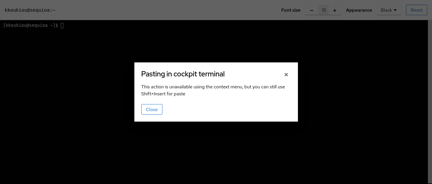 terminal show an alert if navigator.clipboard.readText API is not