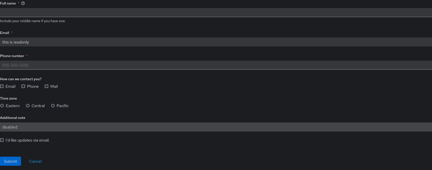 Bug - [FormControl] - [readonly elements in dark mode need to change ...
