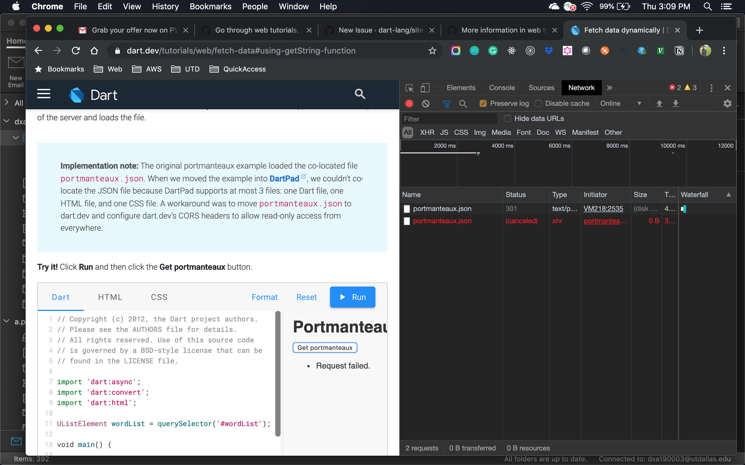 Tutorial Fetch Data Dynamically Unable to load data in sandbox