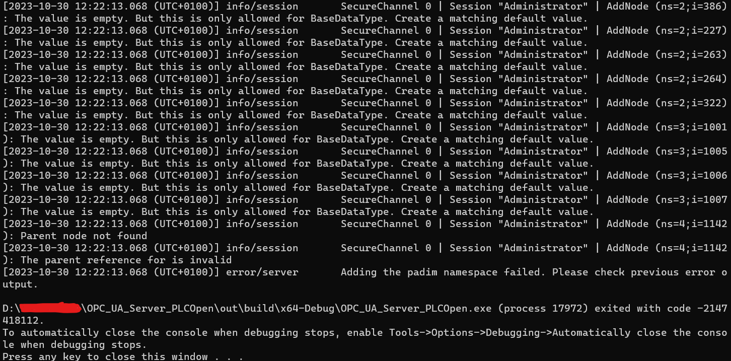 Adding Machinery information model fails with error 'Reference type to ...