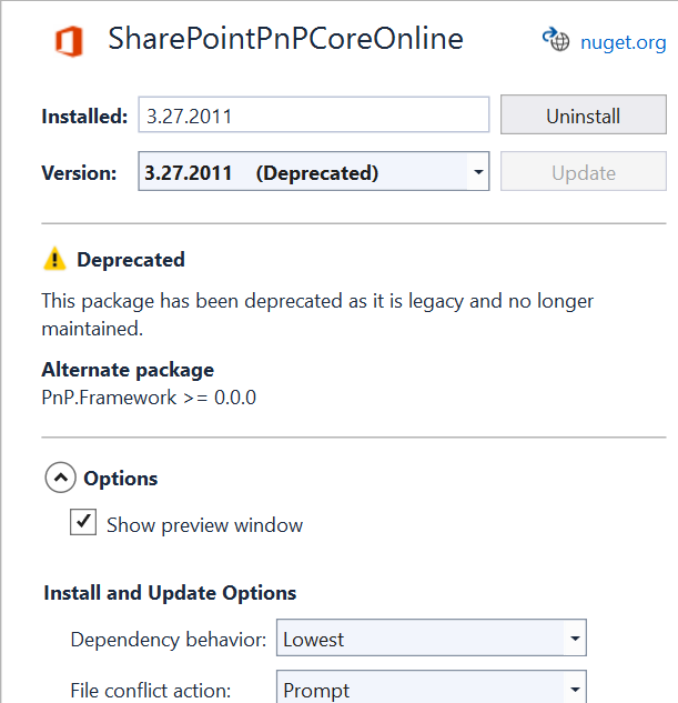 OfficeDevPnP.Core.Framework deprecated · Issue 7403 · SharePoint/sp