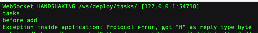 Protocol error, got "H" as reply type byte · Issue #160 · django ...