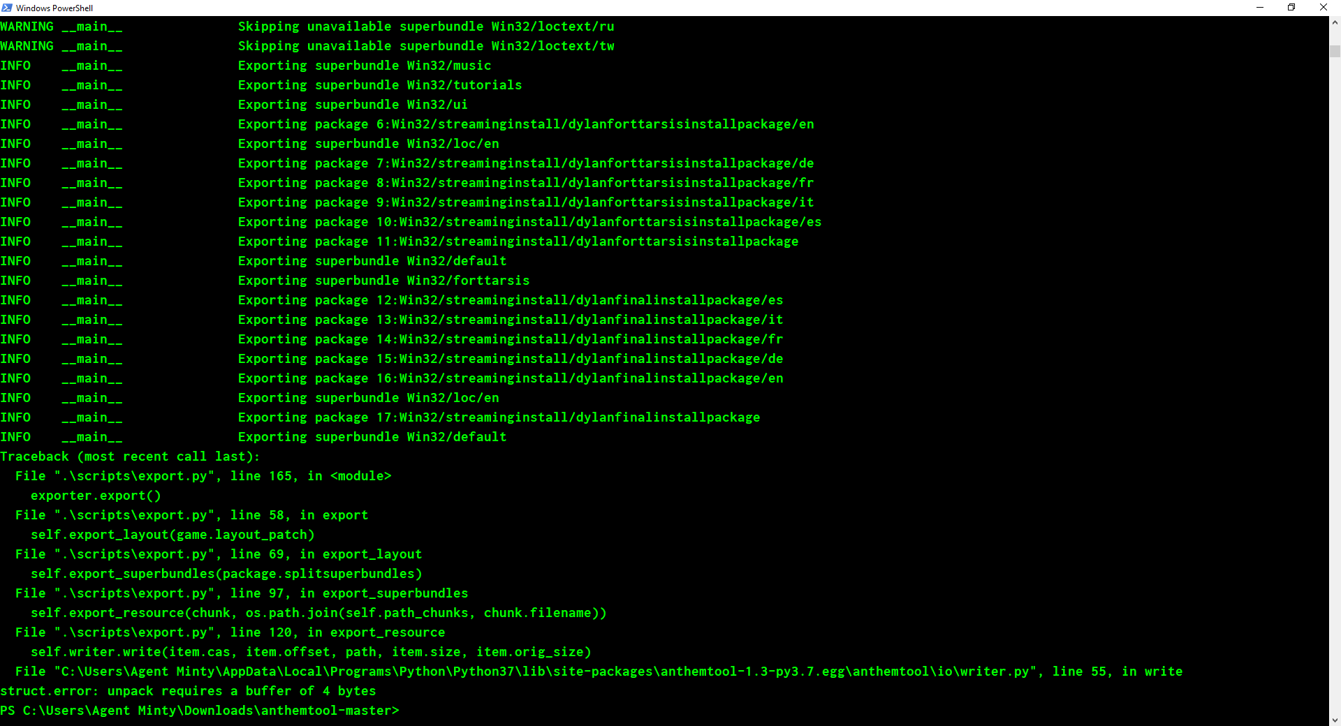 python novice help - error · Issue #1 · xyrin88/anthemtool · GitHub