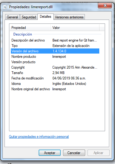 Limereport-version-info