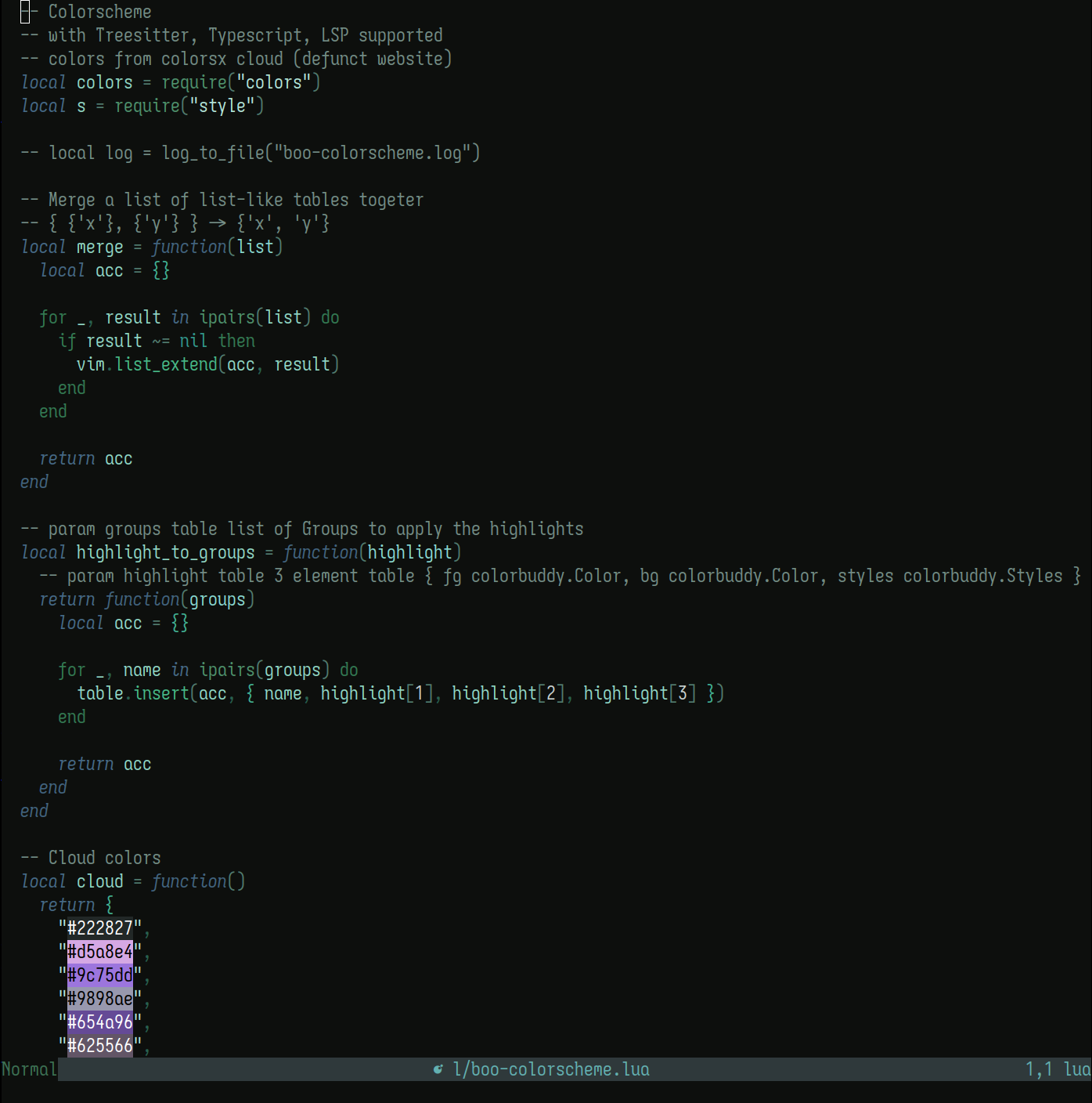 Screenshot of the source code showing forest stream