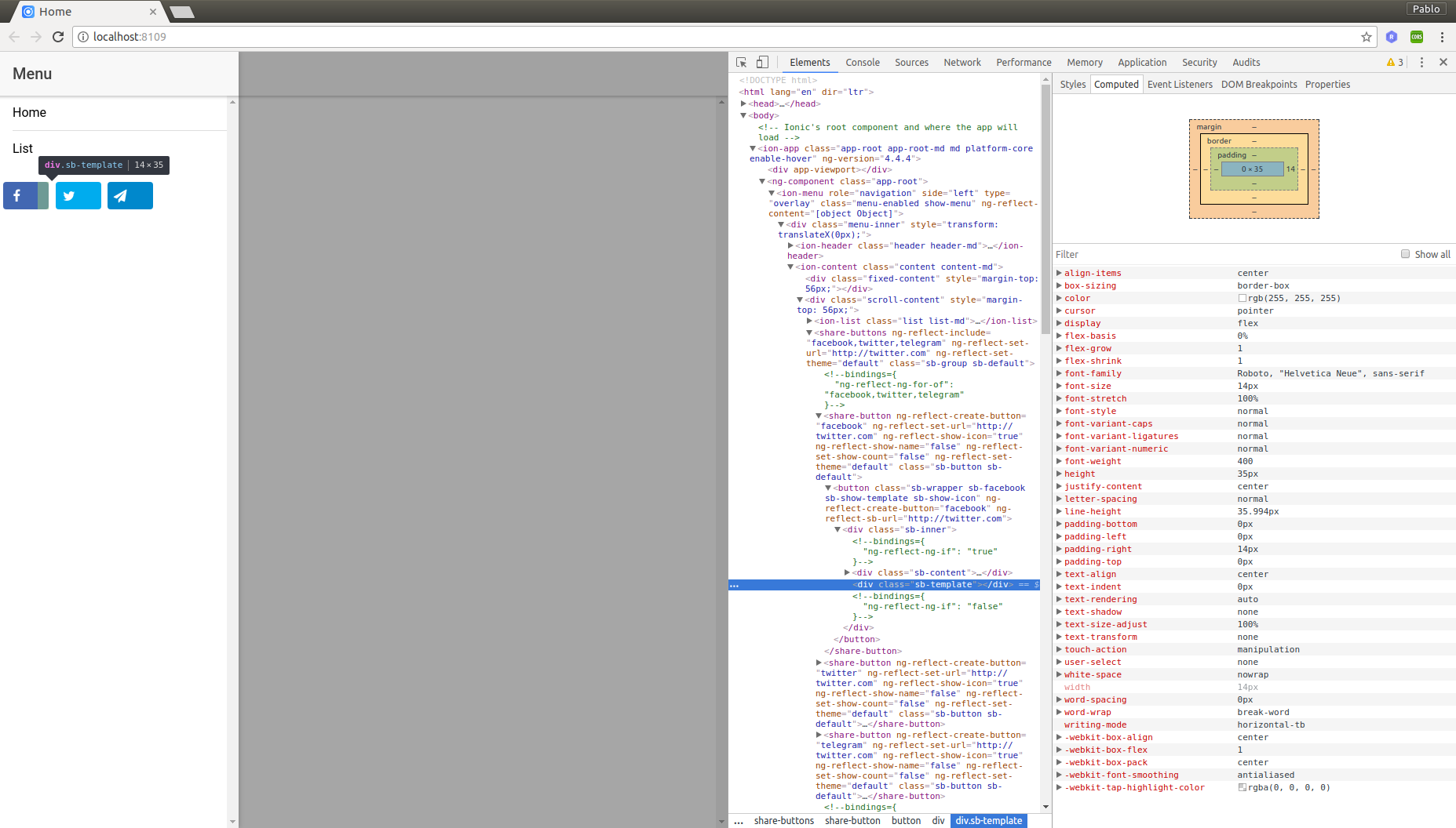 Buttons not properly shown in sidemenu using Ionic 3 framework · Issue ...