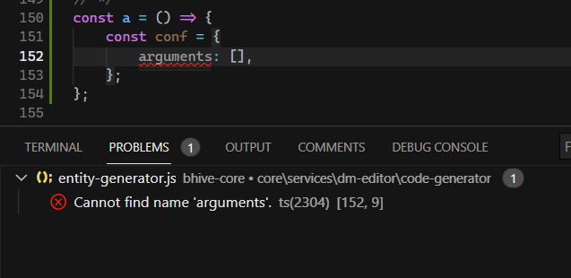 "arguments" as key in an object within an arrow function is reported as ...