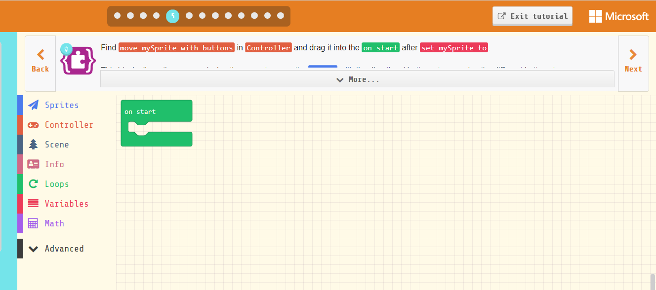 'Chase the Pizza' tutorial step 5 directions cut off by 'More' button ...