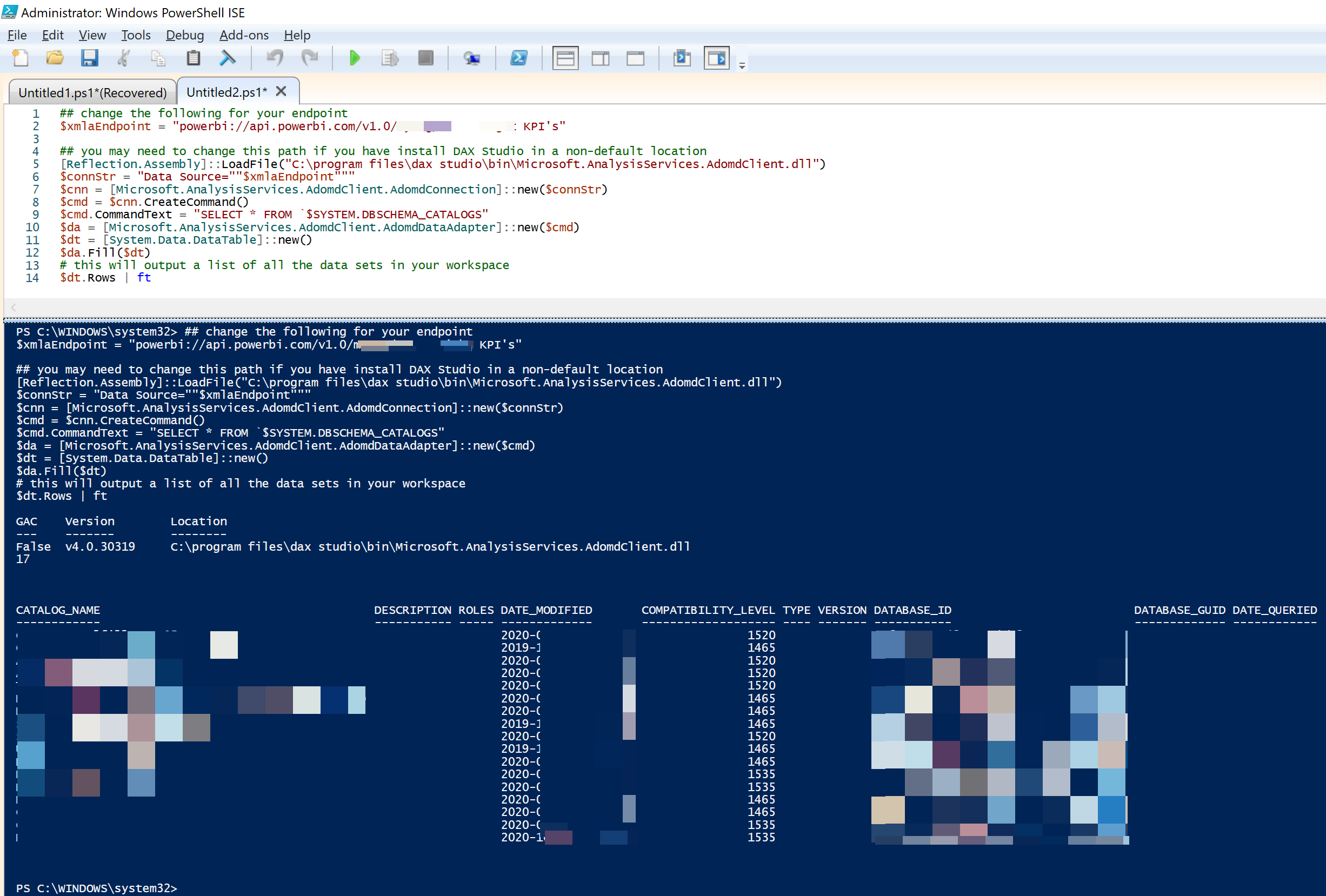 "The specified Power BI workspace is not found." When workspace name