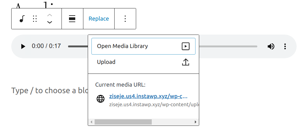How to replace audio on the audio block