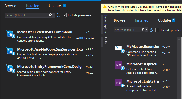 Icon loading behavior is inconsistent in all tabs of the Visual Studio ...