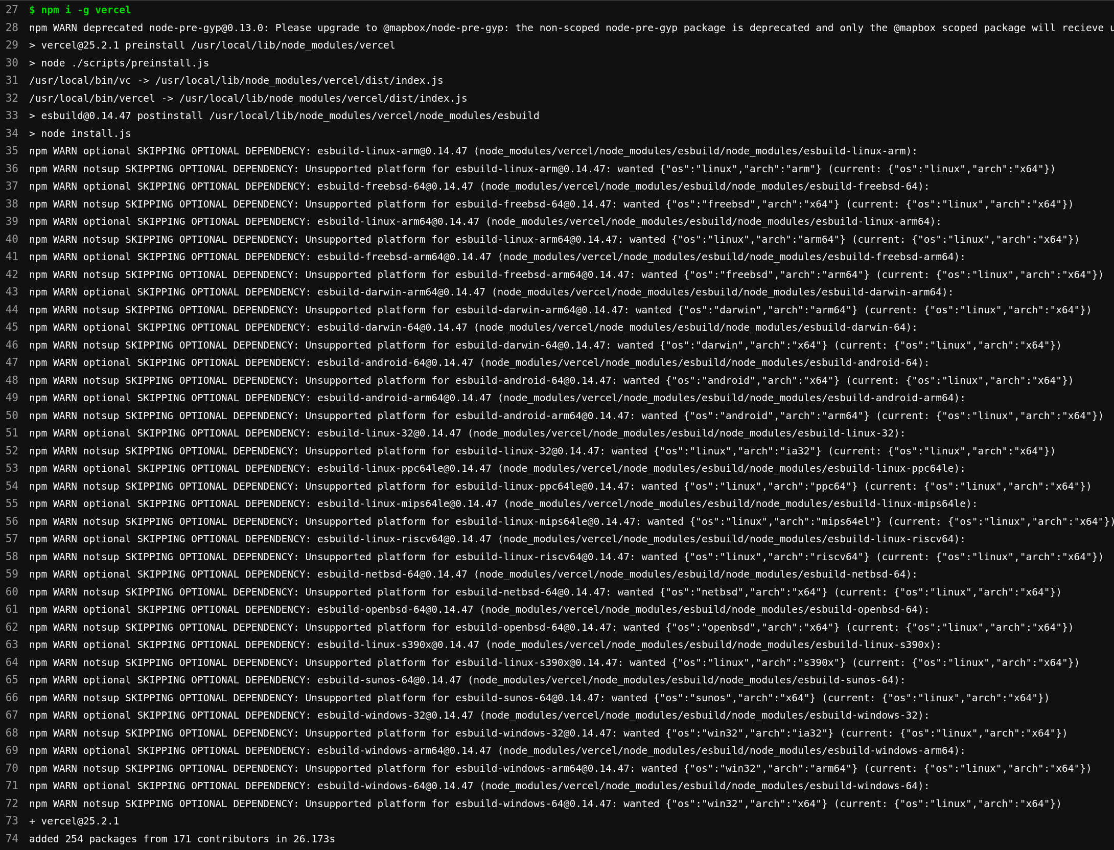 Help with esbuild error on the latest version of Vercel CLI · vercel ...