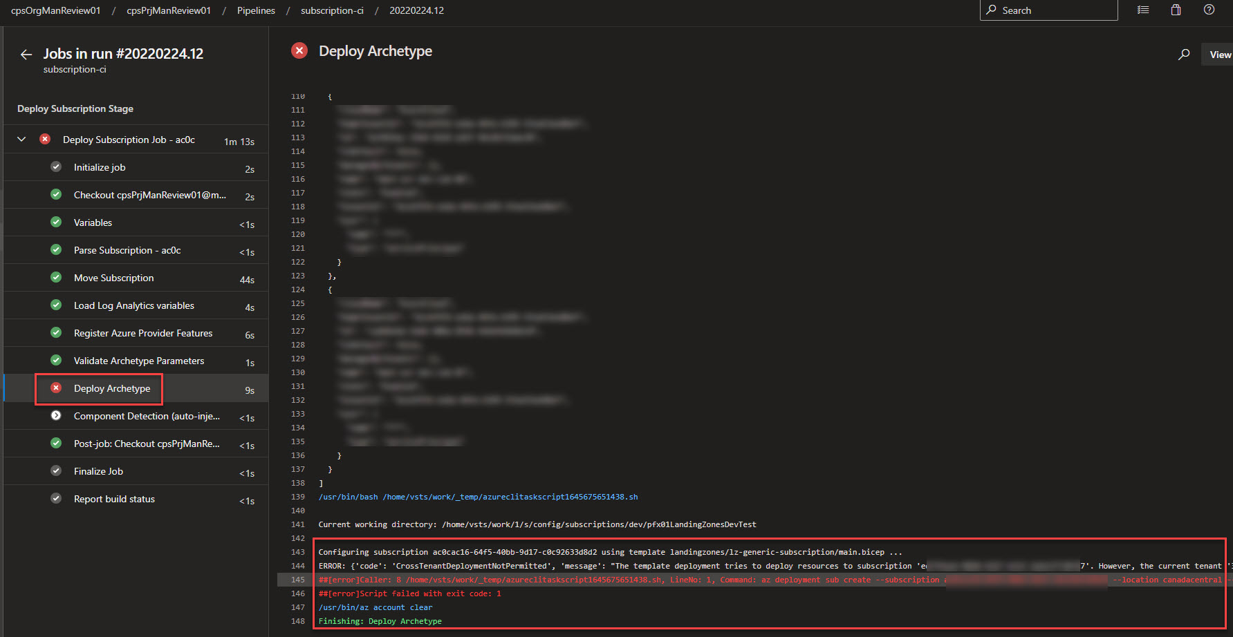 Deploy Archetype Step Failure · Issue #180 · Azure/CanadaPubSecALZ · GitHub