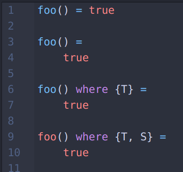 function definition on two lines not highlighted correctly with ...