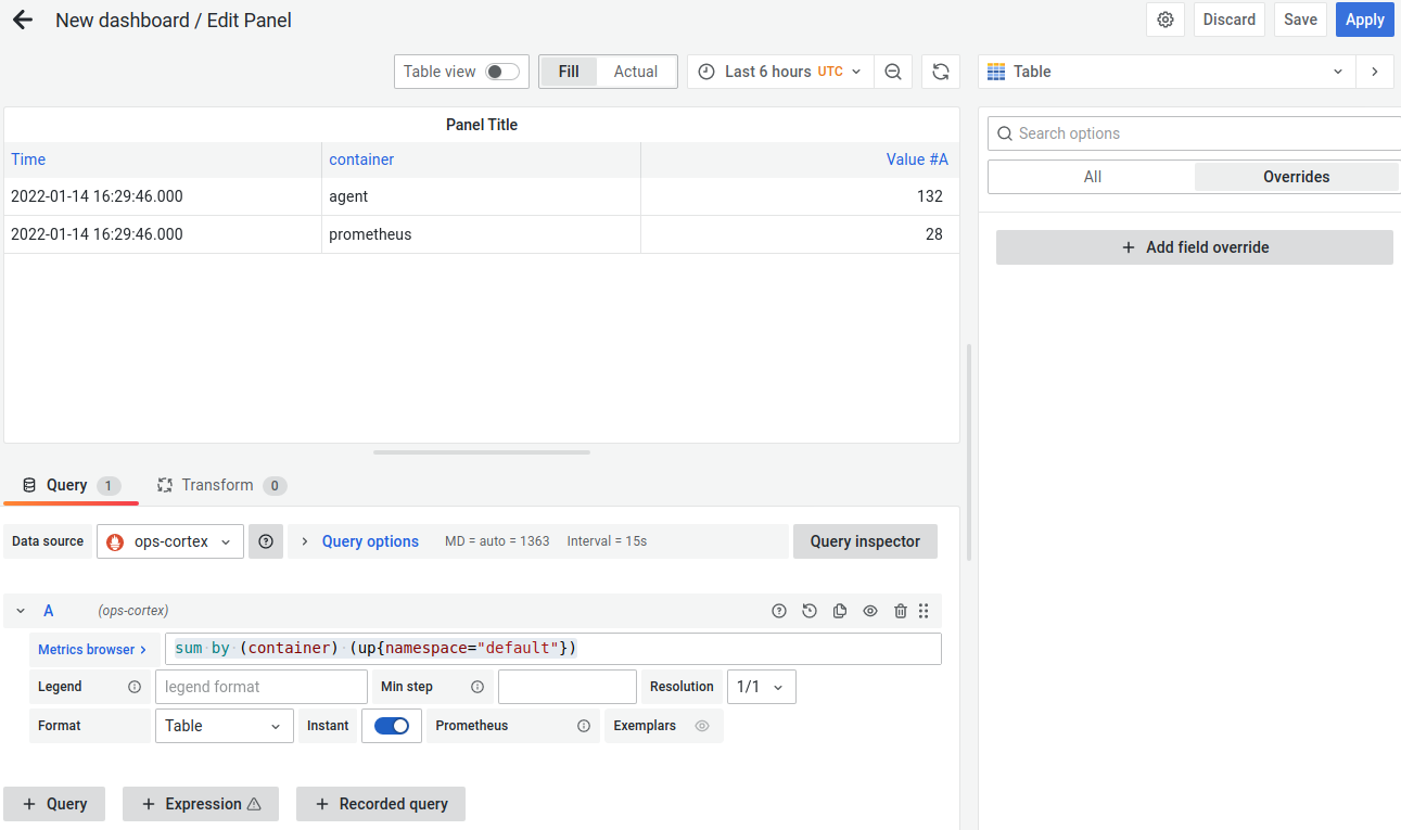 Overrides > Field with name > Hide in table produces weird NaN