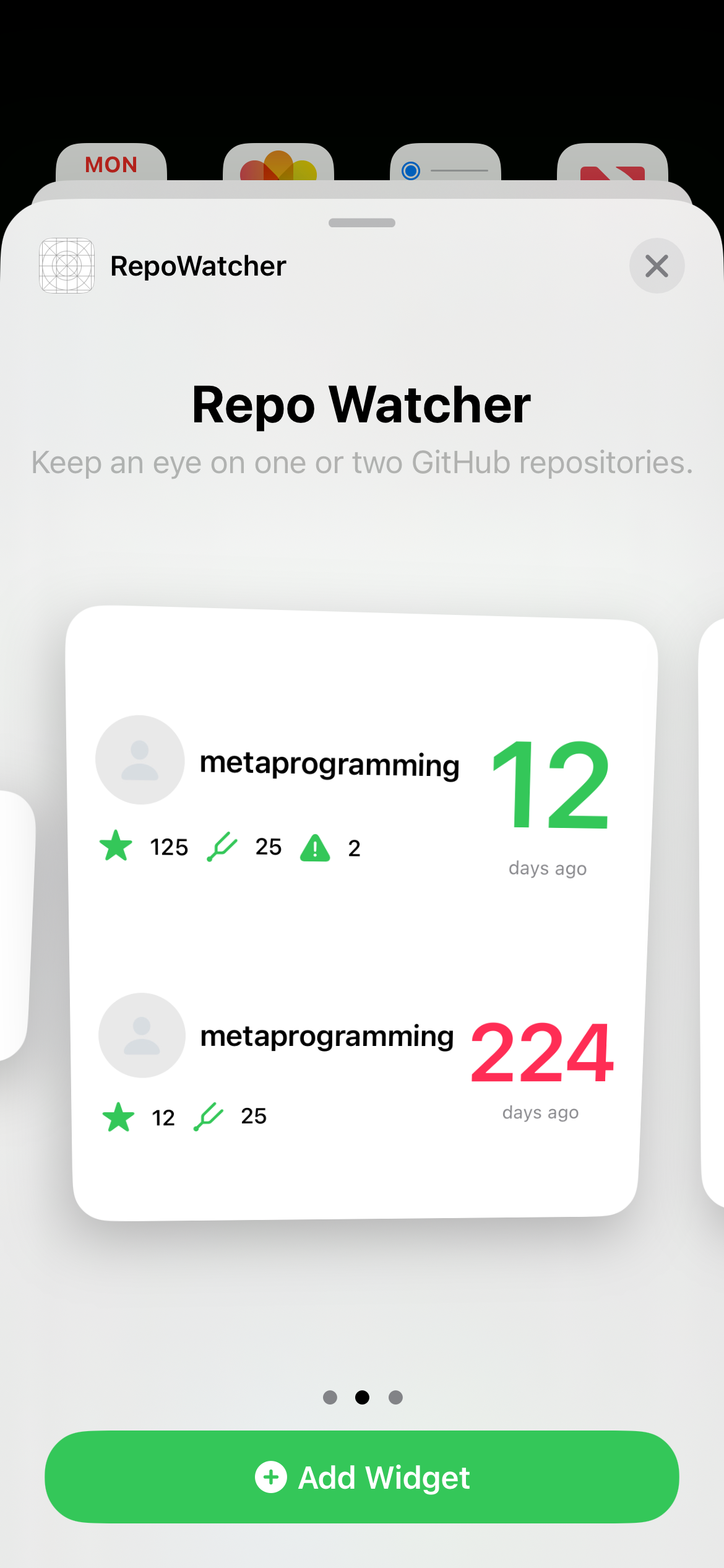 GitHub - fabianskier/RepoWatcher: Medium SwiftUI widget about Github ...