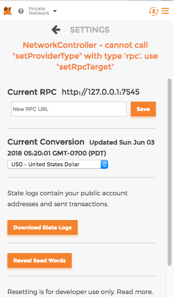 Can't reset account with custom RPC selected · Issue #4462 · MetaMask ...