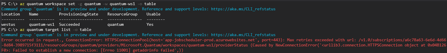 Connection error when listing targets in CLI · Issue #3167 · Azure ...