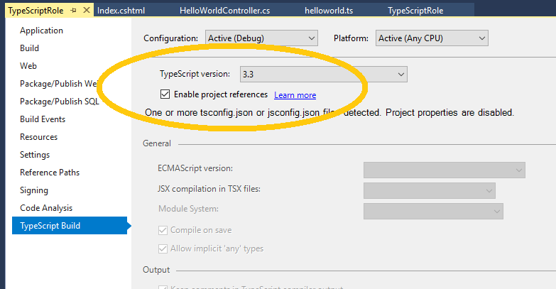 enable project references option
