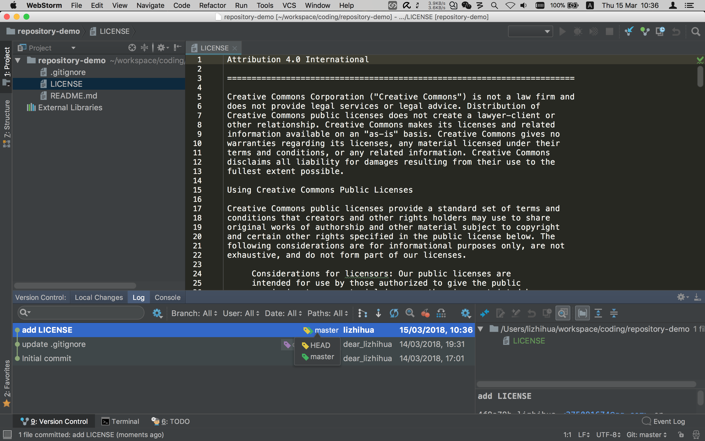 git commit successful