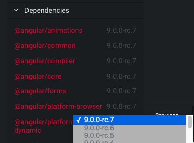 Dependencies version drop-down is selecting 1st, not current · Issue ...
