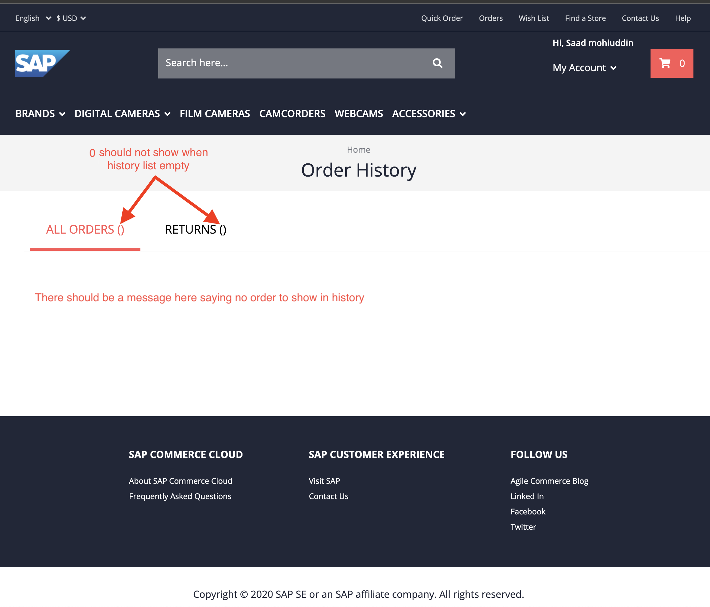 Empty Order History after placing order [order lib issue] · Issue ...