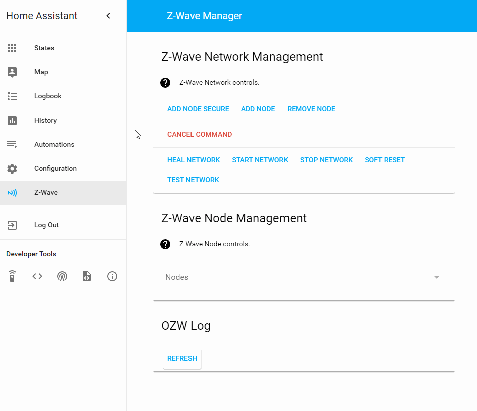 ZWave panel is not themed correctly when it is the first page loaded