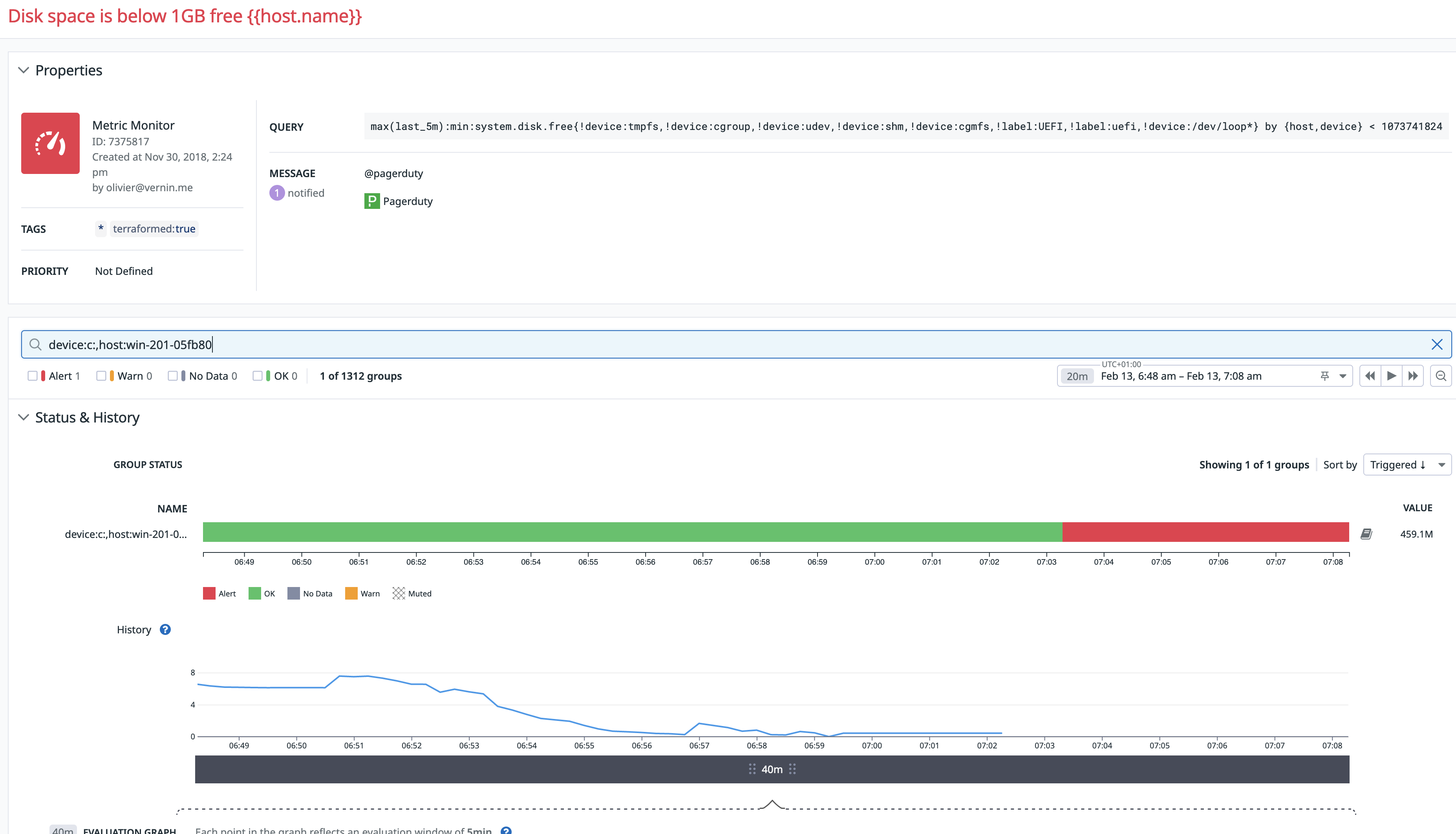 Frequent PagerDuty Alerts `Disk space is below 1GB free winxxxyyyyyy