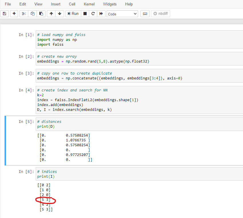Faiss column ordering not as expected when running on arrays with ...