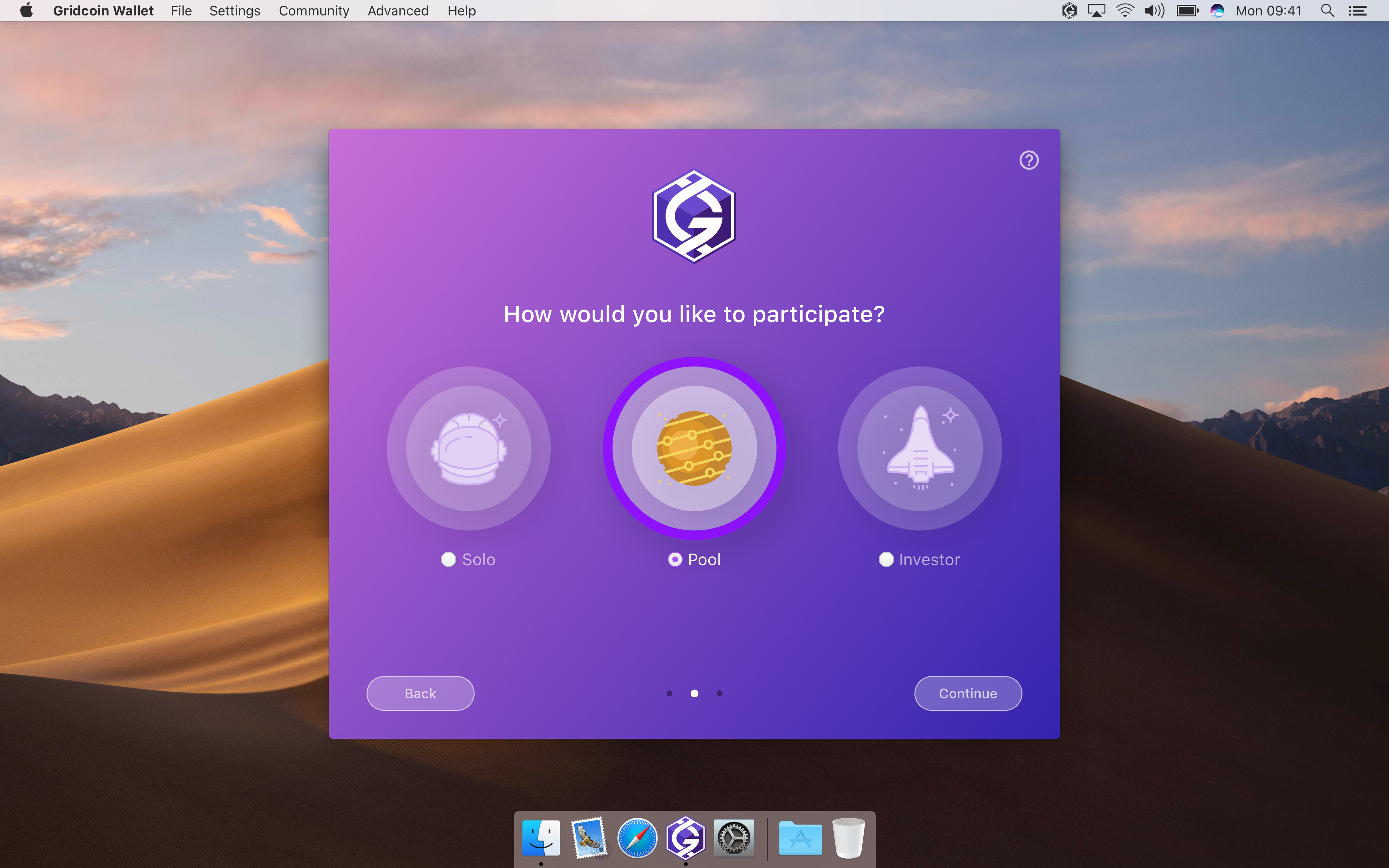 light onboarding select type pool