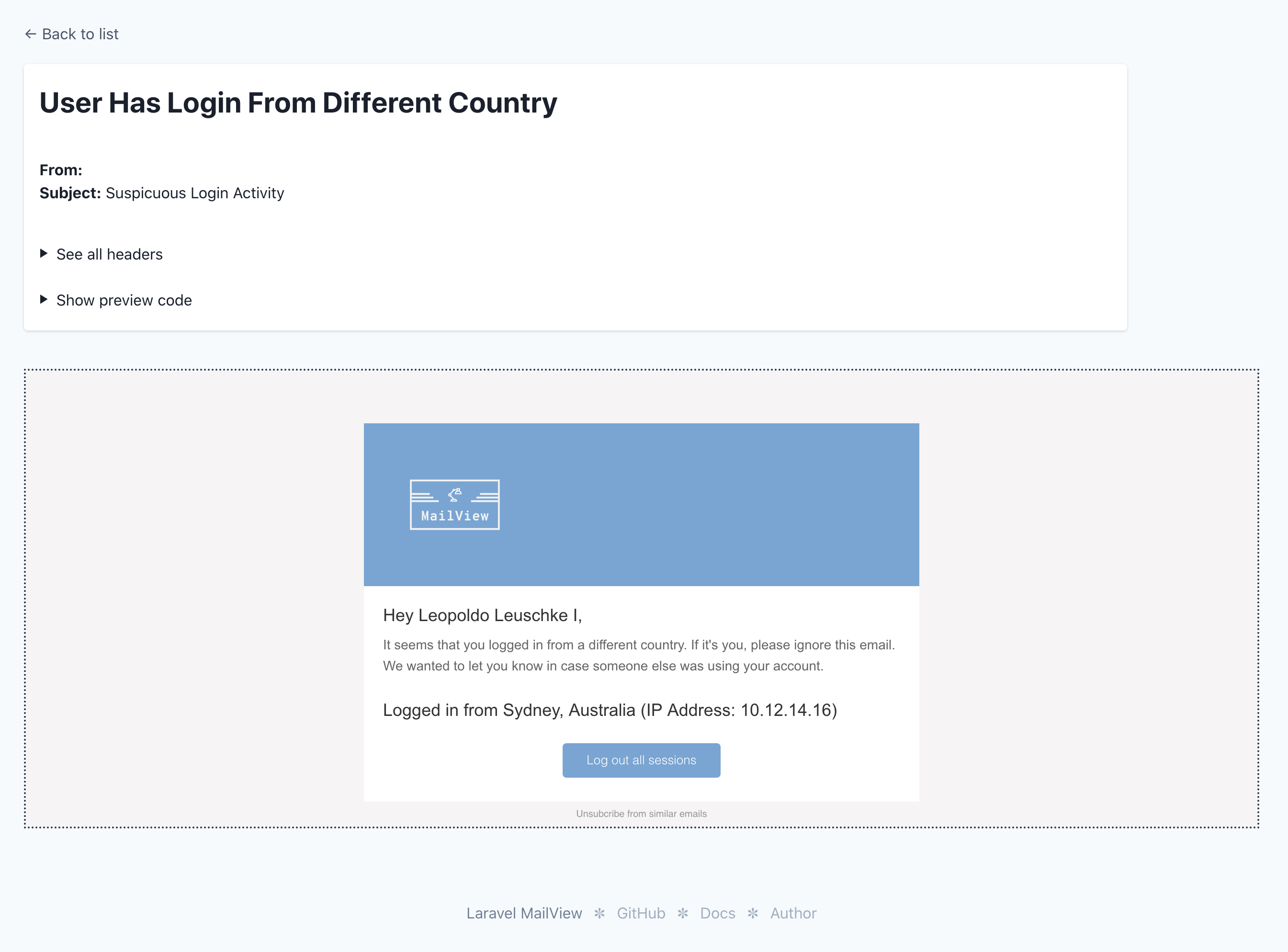 laravel verify email template