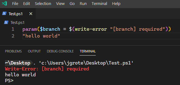 Debugging with F5 doesn't output write-error output for script ...