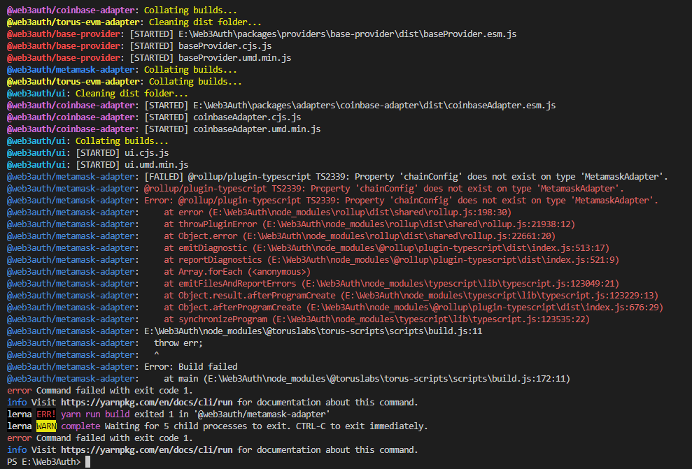 Project build failed in windows · Issue #243 · Web3Auth/web3auth-web ...