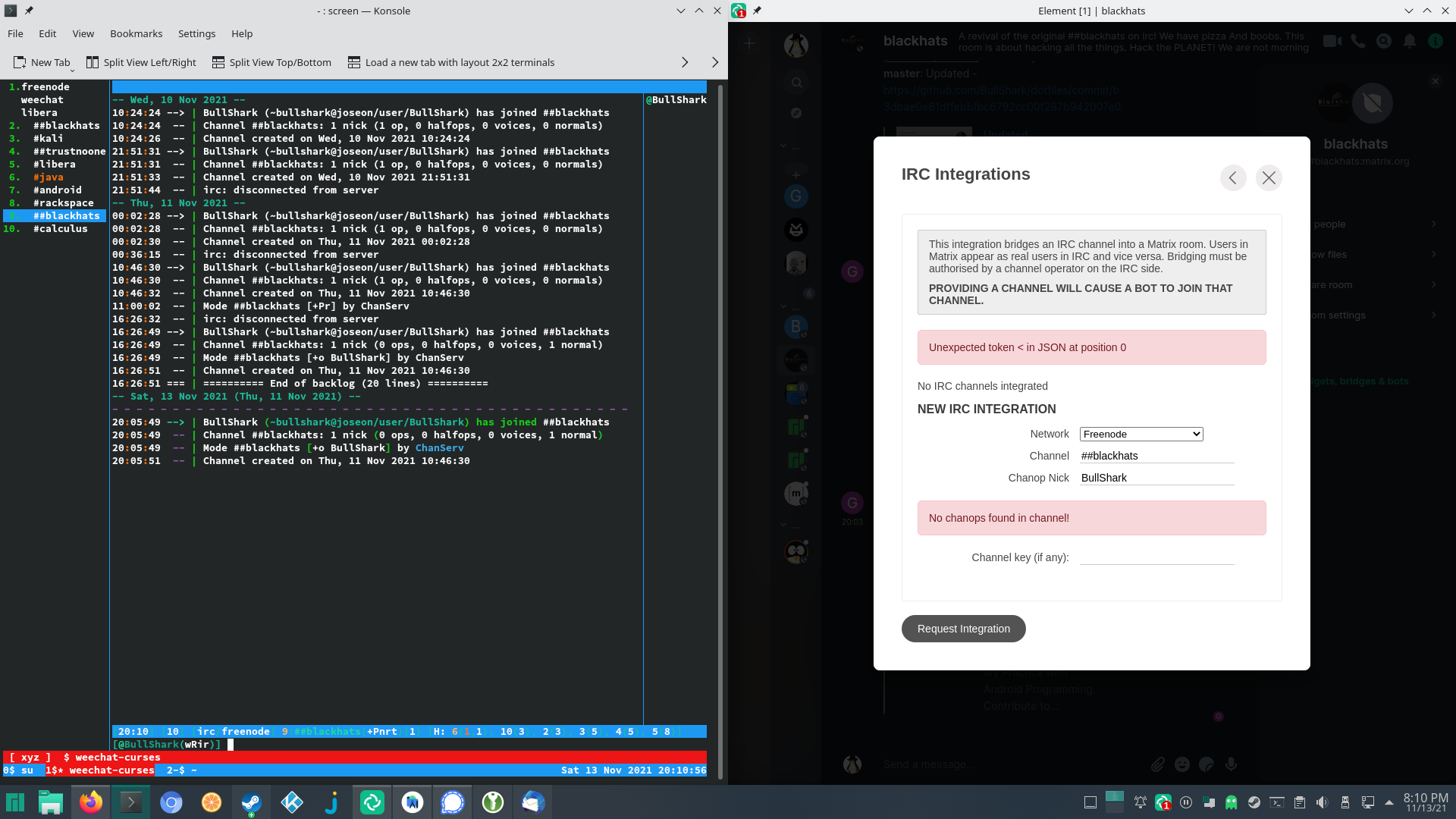 Setting up IRC Matrix Bridge Fails: 