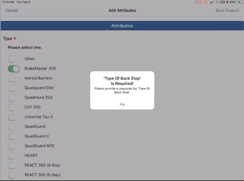 Form does not center on missing required field in mandatory attributes ...
