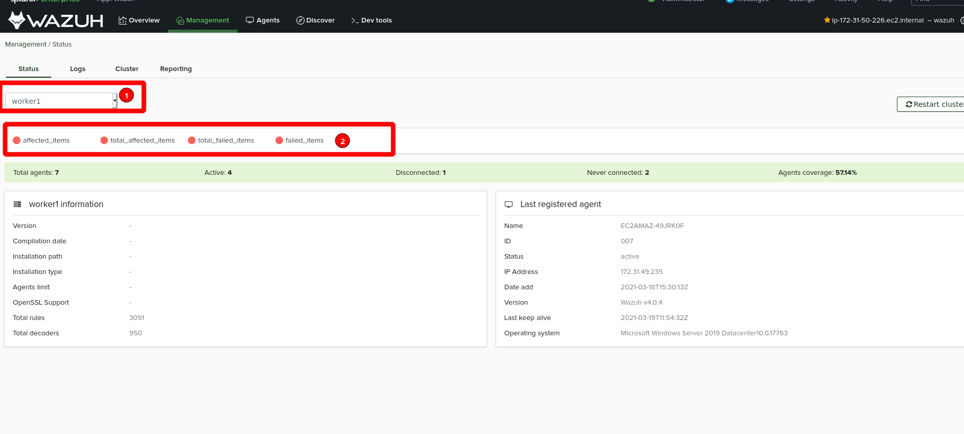 Management - status view -> changing cluster node breaks the daemon ...